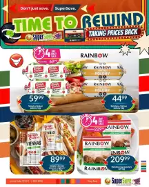 Super Save catalogue Page 12: Rainbow leg quarters €209,99, Simply chicken viennas original €89,99