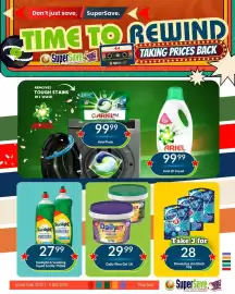 Super Save catalogue Page 28: Daily Pine Gel €29,99, Domestos rim block €28,00