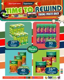 Super Save catalogue Page 55: Rhodes 100% Apple Juice €29,99, Rhodes chakalaka €40,00