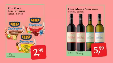 Winkler Markt Flugblatt Seite 10: Rio Mare Insalatissime €2,99, Lenz Moser Selection €5,99
