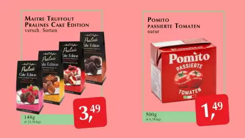 Winkler Markt Flugblatt Seite 3: Pomito passierte Tomaten natur €1,49, Maitre Truffout Pralines Cake Edition €3,49