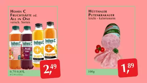 Winkler Markt Flugblatt Seite 9: HOHES C FRUCHTSÄFTE od. ALL IN ONE versch. Sorten hohes Chohes C Deine Vitamin C Power