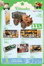 Folleto Alcampo Página 33: One Two Fun set de vehículos bomberos €11,99, Máquina obras públicas €11,99