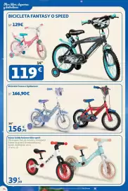 Folleto Alcampo Página 74: Bicicleta Frozen o Spiderman €166,90, Injusa kiddy balance bike sport €39,99