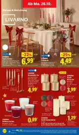 Lidl Prospekt woche 44 Seite 42: LIVARNO Duftkerze im Glas €0,89, LIVARNO Rustik-Kerzen-Set €3,99