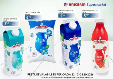 Catalog Unicarm Pagină 1: Unicarm lapte de consum degresat €3,59, Unicarm lapte de consum integral €5,49