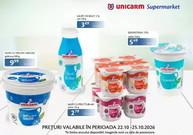Catalog Unicarm Pagină 2: Unicarm laurt cu specific grecesc €9,99, Unicarm Iaurt de băut 2% €3,69