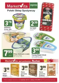 Marketvita gazetka Strona 1: Twaróg Wiejski klinek tłusty Piątnica €3,99, Filety śledziowe w sosie koperkowym Lisner €7,99