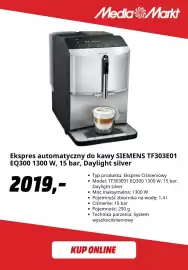 Media Markt gazetka tydzień 43 Strona 6: Ekspres automatyczny do kawy Siemens TF303E01 EQ300 Daylight silver €2.019,00