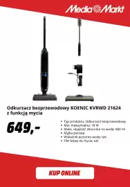 Media Markt gazetka tydzień 43 Strona 8: Odkurzacz bezprzewodowy Koenic Kvrwd 21624 z funkcją mycia €649,00