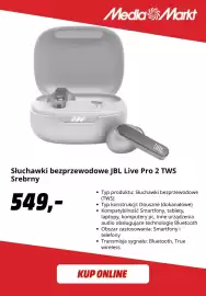 Media Markt gazetka tydzień 43 Strona 9: Słuchawki bezprzewodowe Jbl Live Pro 2 Tws Srebrny €549,00