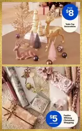 BIG W catalogue Page 11: Table Top Decorations €8,00, Festive Whimsy Christmas Wrapping €5,00