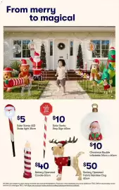 BIG W catalogue Page 21: Christmas Bauble Inflatable €10,00, Solar Santa LED Stake light €5,00