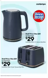 BIG W catalogue Page 35: Contempo Kettle 1.7L Textured Steel Blue €29,00, Contempo 4 Slice Toaster Textured Steel Blue €29,00