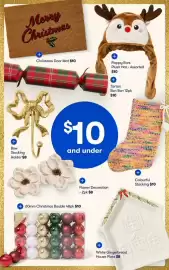 BIG W catalogue Page 5: Colourful Stocking €10,00, White Gingerbread House Plate €8,00