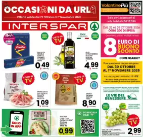 Volantino Interspar Pagina 1: Pasta di semola Barilla formati classici €0,49, Prosciutto cotto alta qualità Despar €1,09