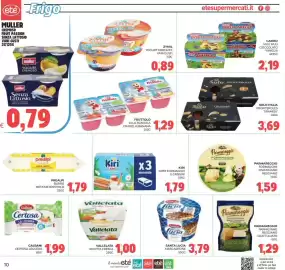 Volantino Eté Pagina 10: Solo Italia Profiteroles Tiramisu' €3,69, Galbani Certosa Leggera €1,99