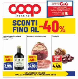 Volantino Coop Trentino Pagina 1: Castagne €4,49, Prosciutto di Carpegna DOP €24,90