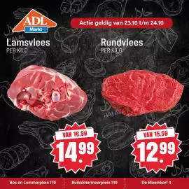 ADL markt folder Pagina 1: Vlees €12,99, Vlees €14,99