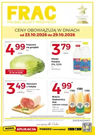 Frac gazetka tydzień 43 Strona 1: Kapusta na gołąbki €4,99, Mleko Polskie 2%, 3,2% SM Mlekovita €3,79