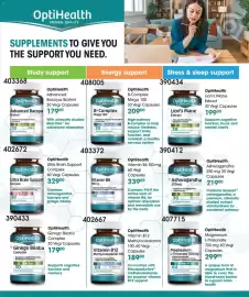 Clicks catalogue Page 10: OptiHealth B-Complex Mega 100 €209,00, OptiHealth Advanced Bacopa Brahmi €179,00