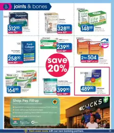 Clicks catalogue Page 15: Clicks Glucosamine Supplement €504,00, MenaCal.7 €164,00