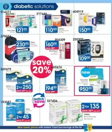 Clicks catalogue Page 2: Accu-Chek SmartGuide Continuous Glucose Monitor €950,00, Clicks lancets €135,00