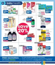 Clicks catalogue Page 28: Panado Infant Drops or Paediatric Syrup €37,99, Phipp's Milk of Magnesia €69,99