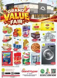 Grand Hyper Market catalogue Page 1: GRAND and VALUE FAIR ENTRANCE PER KC بدياشور 4.99 KIWI/KG PER KG THU & FRI ONLY 6.99