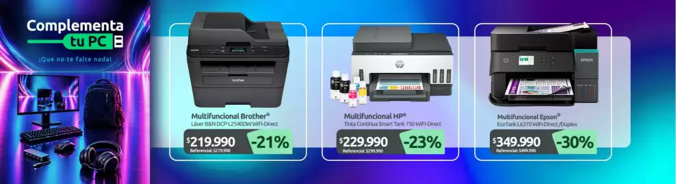 Catálogo PC Factory Página 6: Epson - multifuncional €349.990,00, Hp - multifuncional €229.990,00