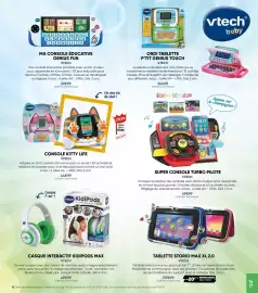 Catalogue Fnac page 17: Vtech ordi tablette p'tit genius touch €34,99, Vtech casque interactif kidipods max €49,99