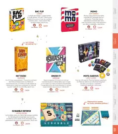 Catalogue Fnac page 57: Mattel games scrabble refresh €29,99, Asmodee smash it! €14,99