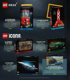Catalogue Fnac page 74: Lego ideas la fusée de tintin €159,99, Lego icons jaguar e-type €139,99