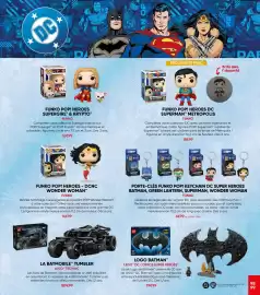 Catalogue Fnac page 99: Lego dc cosmics super heros logo batman €79,99, Funko pop! heroes supergirl & krypto €16,99