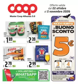 Volantino Coop Pagina 1: Tennent's birra doppio malto €2,99, Ferrero Fiesta l'Originale €2,79