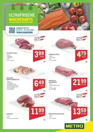 Metro Flugblatt Seite 1: Perutnina Hühner Oberkeulen €6,49, Astro Kalb Kalb Rücken €21,99