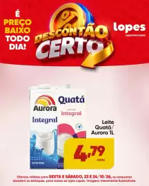 Folheto Lopes Supermercados Página 1: Leite quatá/ aurora 1l €4,79