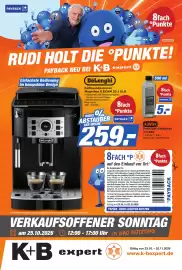 K+B Expert Prospekt Seite 1: XaVax Premium-Entkalker €5,00, DeLonghi Kaffeenvollautomat Magnifica S ECAM 20.116.B €259,00