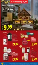 Folheto Lidl semana 44 Página 36: Livarino lanterna com neve e música €9,99, Livar no vela aromática em bola de vidro €3,99