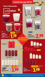 Folheto Lidl semana 44 Página 40: Livarono conjunto de velas €3,49, Livarno vela aromática em copo de vidro pequeno €1,19