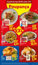 Folheto Lidl semana 44 Página 7: Frango do Campo com Miúdos €3,99, Perna de frango com costa €2,29