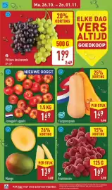 ALDI folder week 44 Pagina 4: Pitloze druivenmix €1,99, Mango €1,39