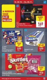 ALDI folder week 44 Pagina 47: Skittles of Autodrop Uitdeelzak Skittles of mini cadillacs €2,19, Knoppers 9-pack €1,99