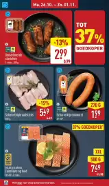 ALDI folder week 44 Pagina 8: Scharrelkipprookworst €1,99, Gemarineerde slavinken €2,99