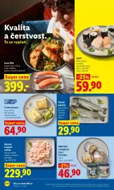 Lidl leták Strana 18: Losos filet, cena za 1 kg €399,00, Treska obecná, cena za €64,90