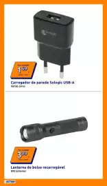 Folheto Action Página 10: Por unidade 169 1.69/un. 1.99€ XWW.MSI V-855 sologic Carregador de parede Sologic USB-A Várias