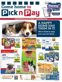 Pick n Pay catalogue Page 1: PnP no name Dry Cat Food Assorted €140,00, Husky Wet Dog Food Assorted €99,00