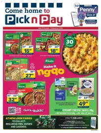Pick n Pay catalogue Page 1: Knorr Cook-in Sauce Assorted €15,99, Knorr Mince Mate Assorted €32,99
