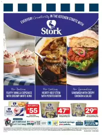 Pick n Pay catalogue Page 13: Stork Country 40% Fat Spread €47,99, Stork Bake Margarine Brick €55,00