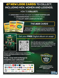 Pick n Pay catalogue Page 4: 67 NEW LOOK CARDS TO COLLECT, INCLUDING MEN, WOMEN AND LEGENDS. HOW TO COLLECT: 01❘ SPEND R500